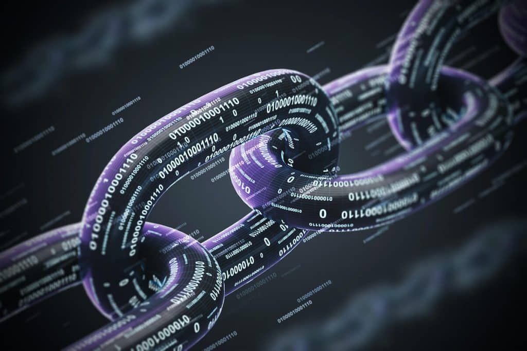 What is Chainlink: A black and purple illustration of a chain with numbers on the links